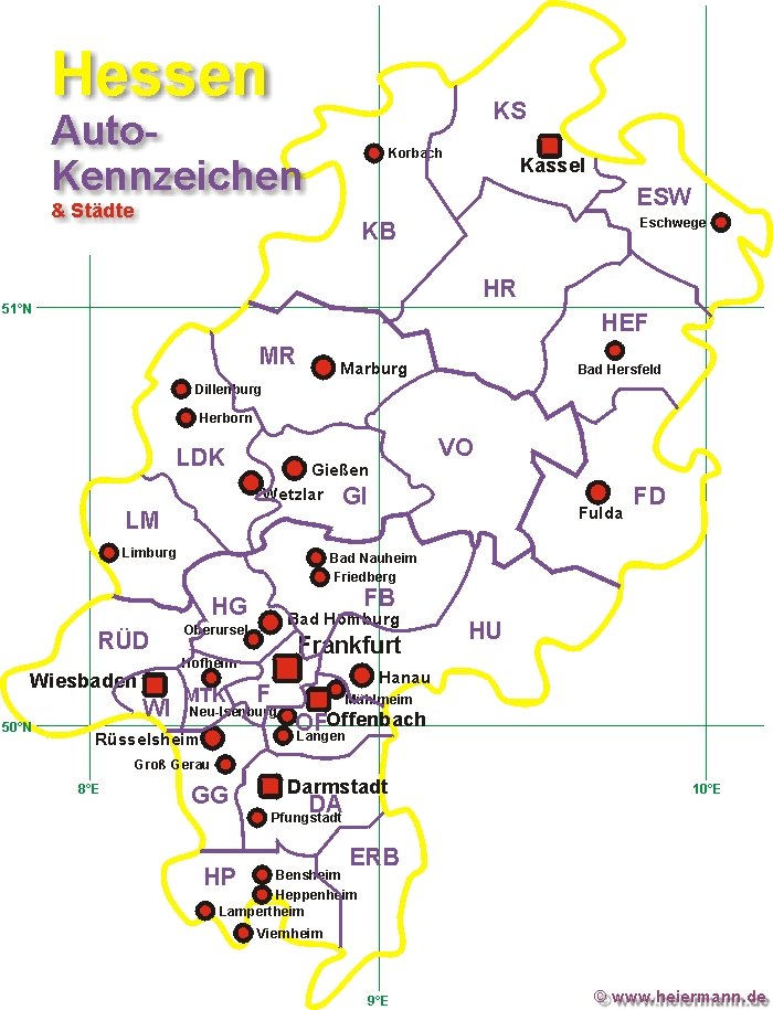 Auto-Kennzeichen in Hessen